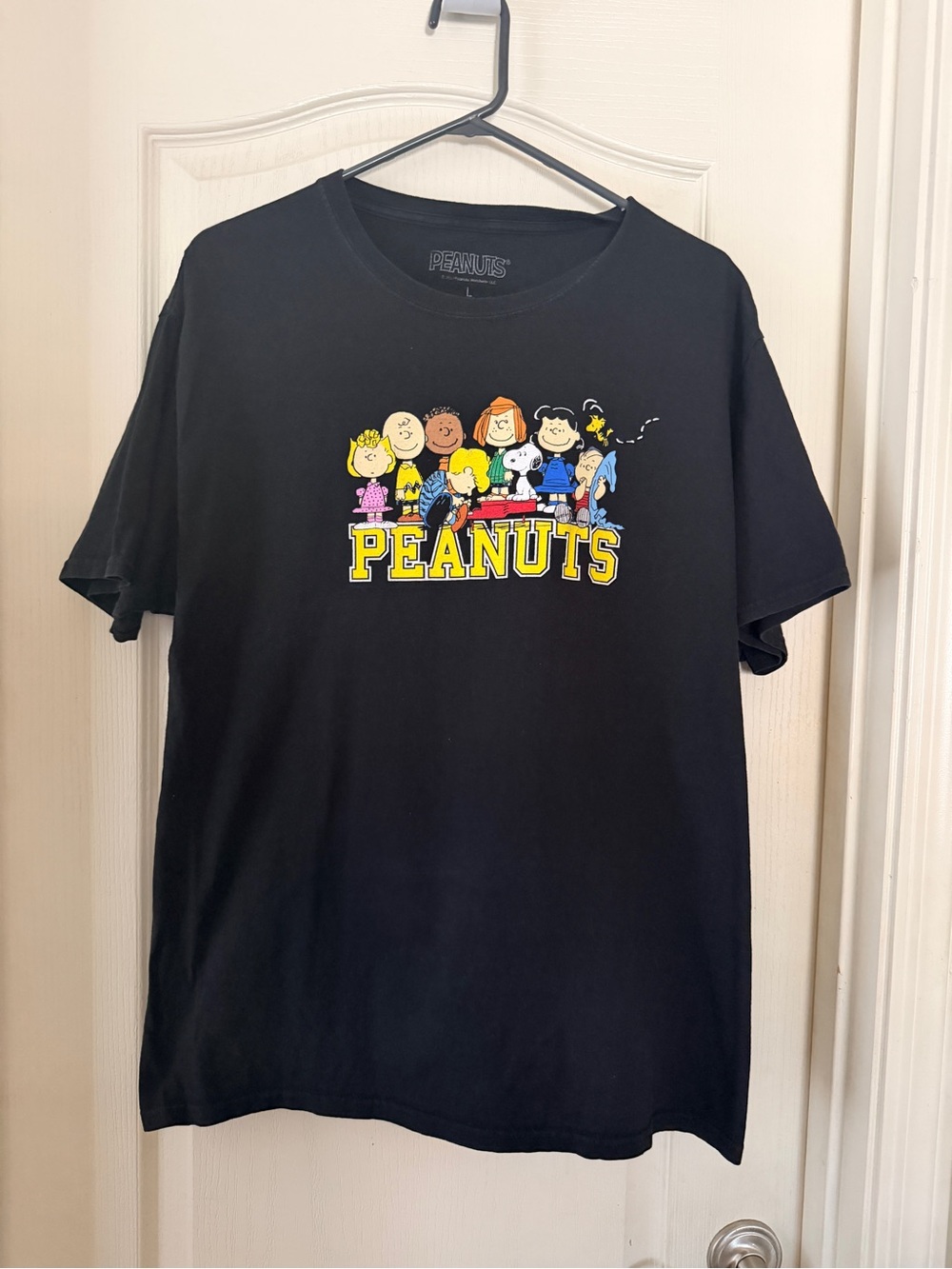 Preloved. Peanuts Kids Black Graphic Tee with Colorful Character Print